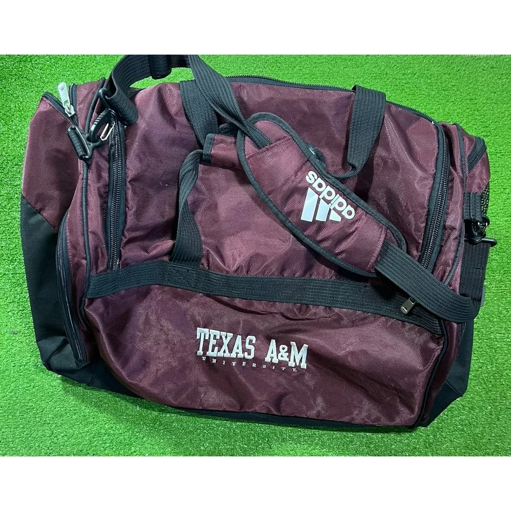 Texas A&M Team Issue Duffel Bag Maroon White Adidas Aggie Football Gym Bag